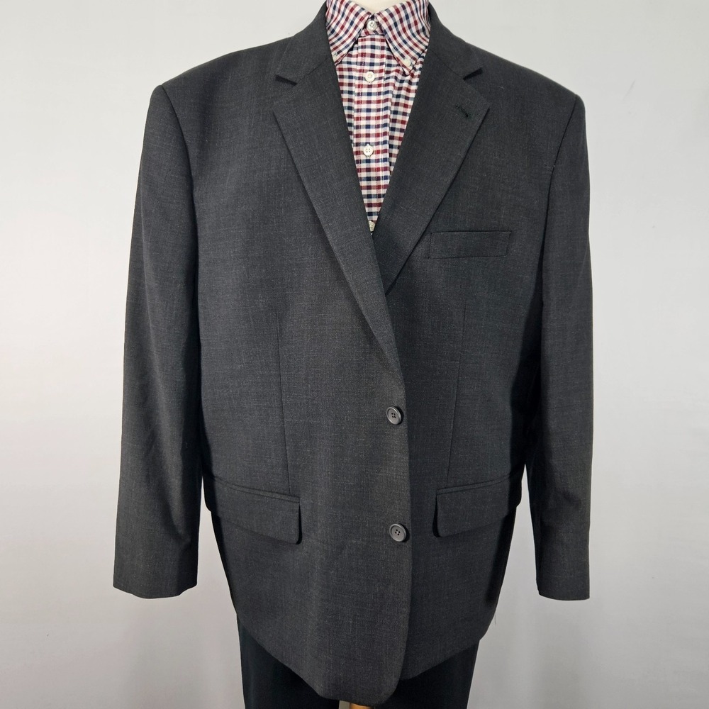 Oak Hill Men's Sport Coat Blazer Two Button Charcoal Gray Wool Blend 52R